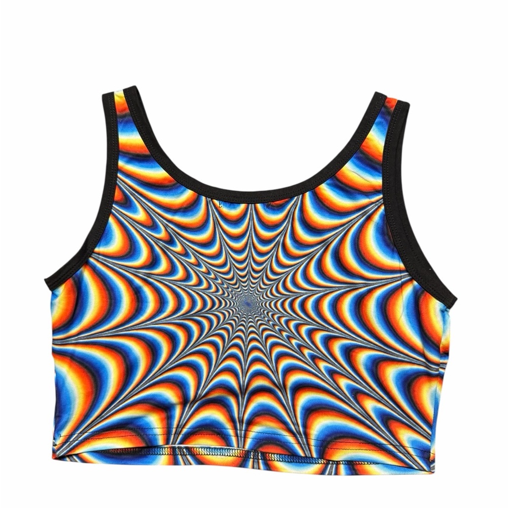 2+1 Free Rave Multicolor Psychedelic Crop Top - Picture 2 of 2